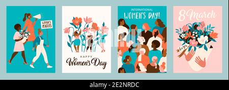 International Womens Day. Vector templates for card, poster, flyer and other users Stock Vector
