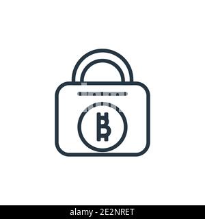 Bitcoin encryption outline vector icon. Thin line black bitcoin encryption icon, flat vector simple element illustration from editable cryptocurrency Stock Vector