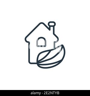Green house outline vector icon. Thin line black green house icon, flat vector simple element illustration from editable ecology concept isolated stro Stock Vector