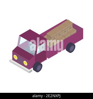 Isometric track delivery with boxes vector illusatration Stock Vector