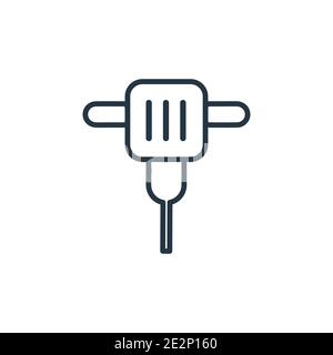 Jackhammer outline vector icon. Thin line black jackhammer icon, flat vector simple element illustration from editable construction tools concept isol Stock Vector