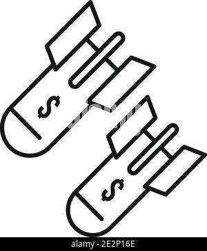 Rockets trade war icon, outline style Stock Vector