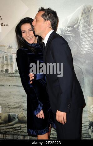 Gad Elmaleh and girlfriend Marie Drucker arriving for the premiere of 'La Rafle' held at the Gaumont Marignan theater in Paris, France on March 8, 2010. Photo by Nicolas Briquet/ABACAPRESS.COM Stock Photo