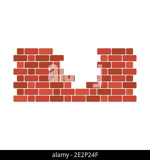 Icon of a brick wall with an opening. Flat style. Stock Vector