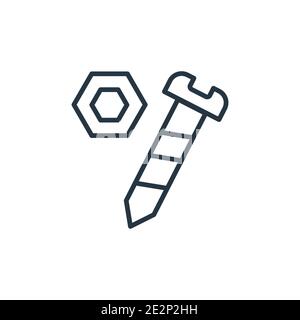 Nuts and bolts outline vector icon. Thin line black nuts and bolts icon, flat vector simple element illustration from editable tools concept isolated Stock Vector