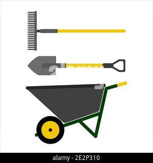 Set of garden tools isolated on a white background. Vector graphics Stock Vector