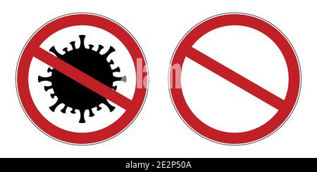 prohibited warning sign with virus icon no freedom vector illustration EPS10 Stock Vector