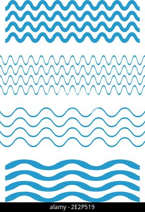 Set wave icons, Water waves on white background Stock Vector