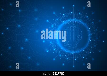 digital lines with dot connection technology abstract. intelligence and privacy abstract. Stock Vector