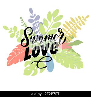 Holiday card with inscription - summer love Stock Vector