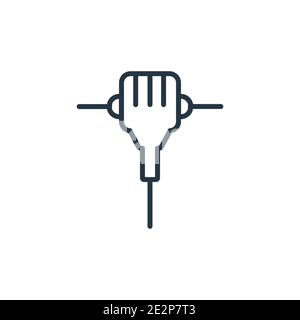 Jackhammer outline vector icon. Thin line black jackhammer icon, flat vector simple element illustration from editable construction concept isolated o Stock Vector