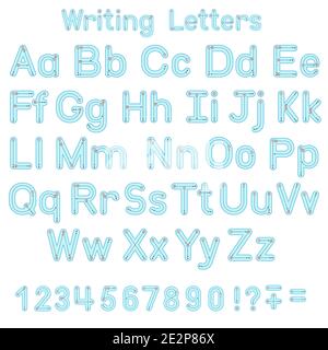 Vector english tracing alphabet. Writting Letters font dots by dots Stock Vector