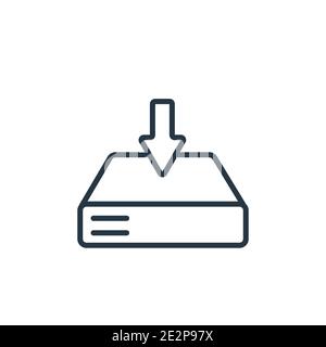 Save file outline vector icon. Thin line black save file icon, flat vector simple element illustration from editable computer concept isolated on whit Stock Vector