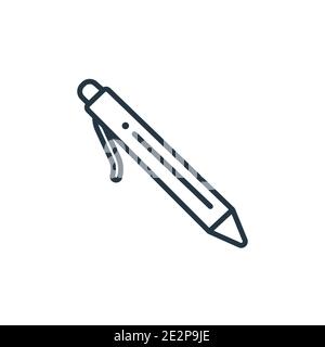 Ballpoint pen outline vector icon. Thin line black ballpoint pen icon, flat vector simple element illustration from editable education concept isolate Stock Vector