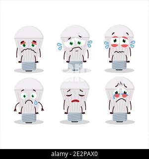 Led cartoon in character with sad expression. Vector illustration Stock Vector