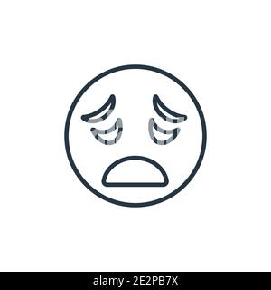 Tired emoji outline vector icon. Thin line black tired emoji icon, flat vector simple element illustration from editable emoji concept isolated on whi Stock Vector