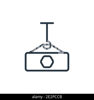 Hook with cargo outline vector icon. Thin line black hook with cargo icon, flat vector simple element illustration from editable construction concept Stock Vector