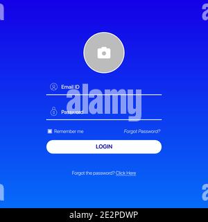 Sign In Screen Blue Gradient UI Concept. Authorization Login Form Interface in Mobile or Web Application. Vector illustration Stock Vector