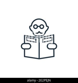 Bald outline vector icon. Thin line black bald icon, flat vector simple element illustration from editable education concept isolated on white backgro Stock Vector