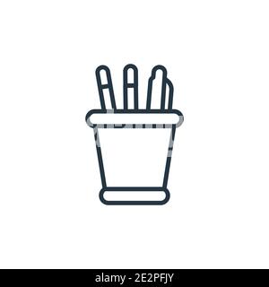 Pencil box outline vector icon. Thin line black pencil box icon, flat vector simple element illustration from editable e learning and education concep Stock Vector
