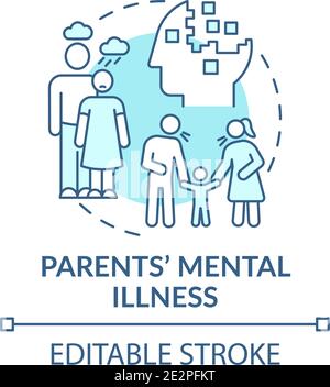 Parents mental illness turquoise concept icon Stock Vector