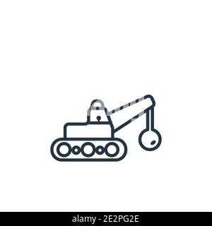 Derrick with ball outline vector icon. Thin line black derrick with ball icon, flat vector simple element illustration from editable construction conc Stock Vector
