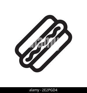 Hot Dog outline icon isolated on white background. Stock Vector