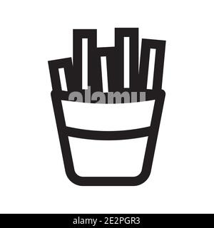 French fries outline icon isolated on white background. Stock Vector