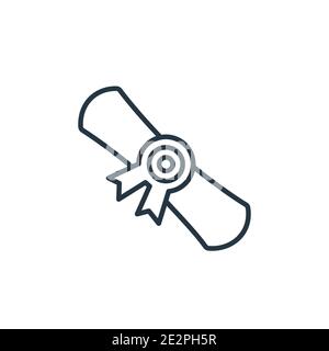 Folded certificate outline vector icon. Thin line black folded certificate icon, flat vector simple element illustration from editable education conce Stock Vector
