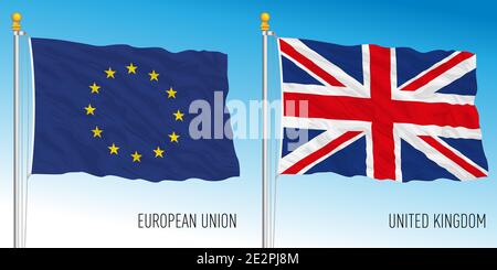 European Union and United Kingdom flags, vector illustration Stock Vector