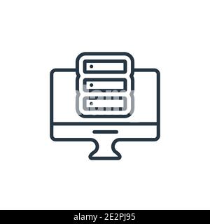 Pc storage outline vector icon. Thin line black pc storage icon, flat vector simple element illustration from editable computer concept isolated on wh Stock Vector
