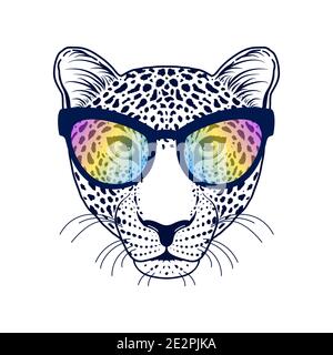 Leopard muzzle with sunglasses Stock Vector
