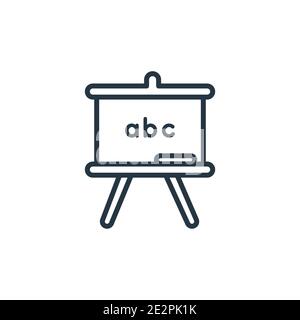 Easel outline vector icon. Thin line black easel icon, flat vector simple element illustration from editable education concept isolated on white backg Stock Vector