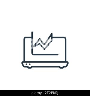 Laptop stream graphic symbol outline vector icon. Thin line black laptop stream graphic symbol icon, flat vector simple element illustration from edit Stock Vector