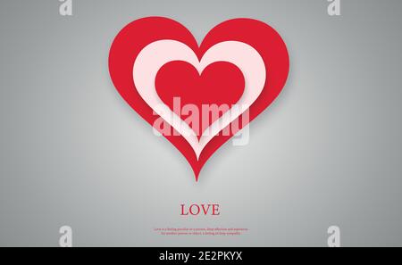 Abstract festive red heart on gray background - Vector illustration Stock Vector