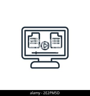 Video tutorials outline vector icon. Thin line black video tutorials icon, flat vector simple element illustration from editable e learning concept is Stock Vector