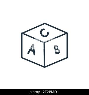 Line art icon of alphabet blocks with sparks celebrating the joy of ...