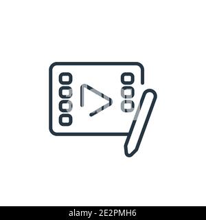 Video editing outline vector icon. Thin line black video editing icon, flat vector simple element illustration from editable entertainment and arcade Stock Vector