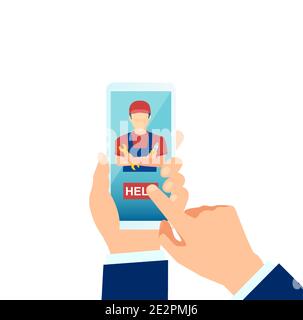 Vector of a man using mobile app for home service Stock Vector