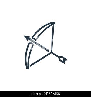 Bow and arrow outline vector icon. Thin line black bow and arrow icon, flat vector simple element illustration from editable fairy tale concept isolat Stock Vector