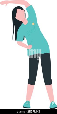 Woman exercising flat color vector faceless character Stock Vector