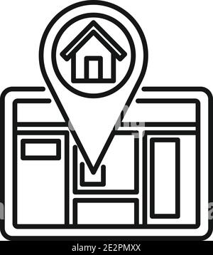 Tablet realtor home icon, outline style Stock Vector