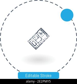 chipset vector icon editable stroke outline icons for web and mobile Stock Vector