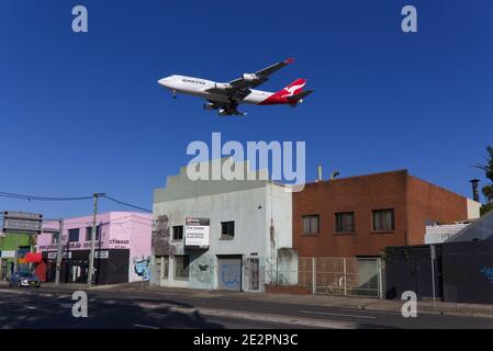 In the flight path at Sydenham with aircraft arriving to land at Sydney New South Wales Australia Stock Photo