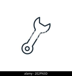 Garage wrench outline vector icon. Thin line black garage wrench icon, flat vector simple element illustration from editable tools concept isolated st Stock Vector