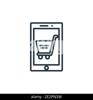 Shopping online outline vector icon. Thin line black shopping online icon, flat vector simple element illustration from editable ecommerce concept iso Stock Vector