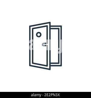 Doors open outline vector icon. Thin line black doors open icon, flat vector simple element illustration from editable construction concept isolated s Stock Vector