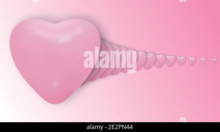 Valentines day vector background. vector illustration of overlapping pink hearts 3d design balloons Stock Vector