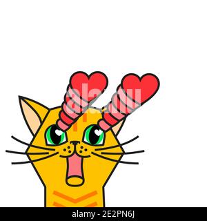 Cat in love meme sticker isolated on white Stock Vector