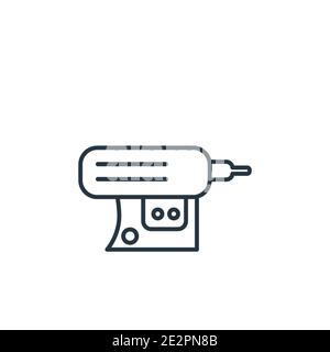 Nail gun outline vector icon. Thin line black nail gun icon, flat vector simple element illustration from editable construction concept isolated strok Stock Vector